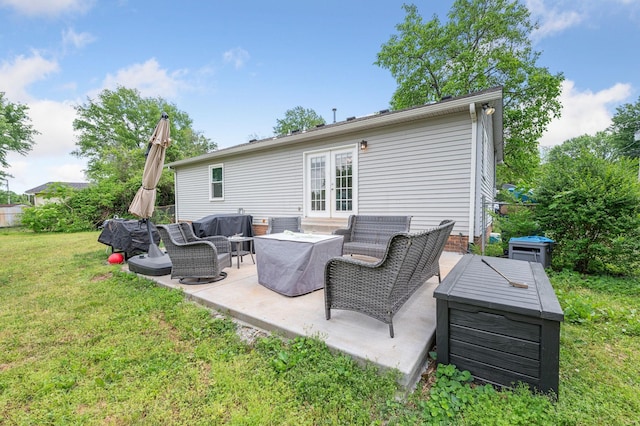 3295 Cimarron Trl, Murfreesboro, TN 37129 - back of house featuring a yard, a patio, french doors, and an outdoor hangout area