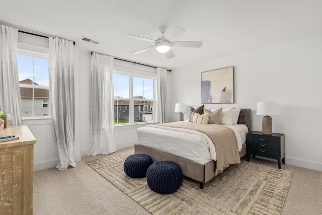 114 Portico Pl, La Vergne, TN 37086 - bedroom featuring baseboards, carpet, a ceiling fan, and visible vents