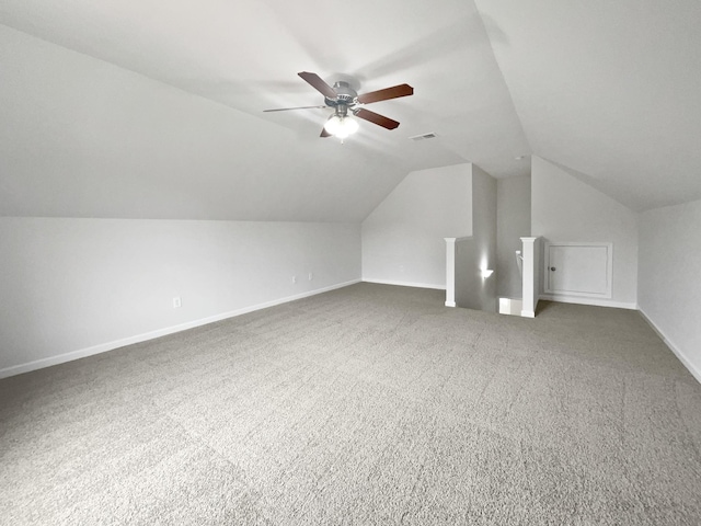 4013 Kristen St, Spring Hill, TN 37174 - additional living space featuring carpet flooring, a ceiling fan, baseboards, and vaulted ceiling