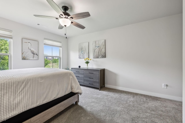 5017 Great Falls Ct, College Grove, TN 37046 - bedroom with carpet flooring, baseboards, and a ceiling fan