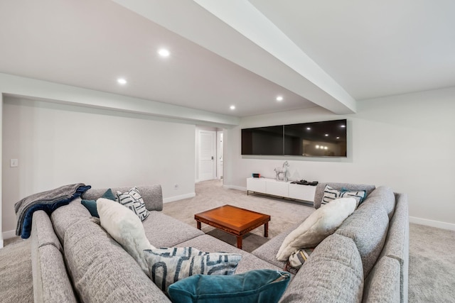 5017 Great Falls Ct, College Grove, TN 37046 - living area featuring light carpet, baseboards, and recessed lighting