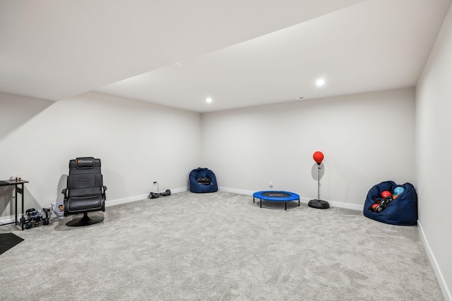 5017 Great Falls Ct, College Grove, TN 37046 - recreation room with carpet, baseboards, and recessed lighting