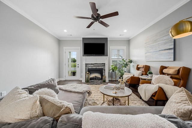 3420 Caroline Farms Dr, Murfreesboro, TN 37129 - living room with wood finished floors, healthy amount of natural light, recessed lighting, ceiling fan, and baseboards