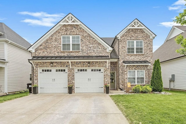3420 Caroline Farms Dr, Murfreesboro, TN 37129 - view of front facade featuring brick siding, concrete driveway, a front lawn, and a garage