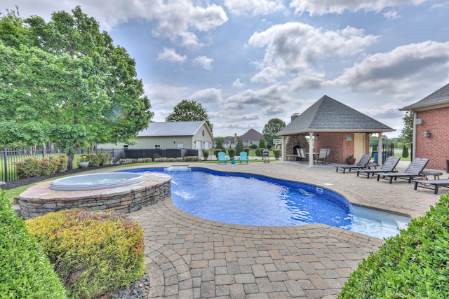 107 Churchill Farms Dr, Murfreesboro, TN 37127 - view of pool with an in ground hot tub, a gazebo, fence, a fenced in pool, and a patio