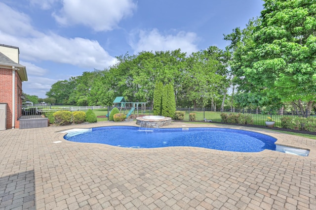 107 Churchill Farms Dr, Murfreesboro, TN 37127 - view of swimming pool with a patio, a fenced backyard, and a playground