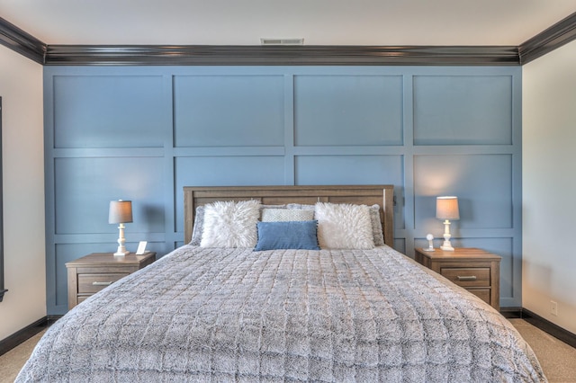 107 Churchill Farms Dr, Murfreesboro, TN 37127 - carpeted bedroom featuring baseboards, ornamental molding, and a decorative wall