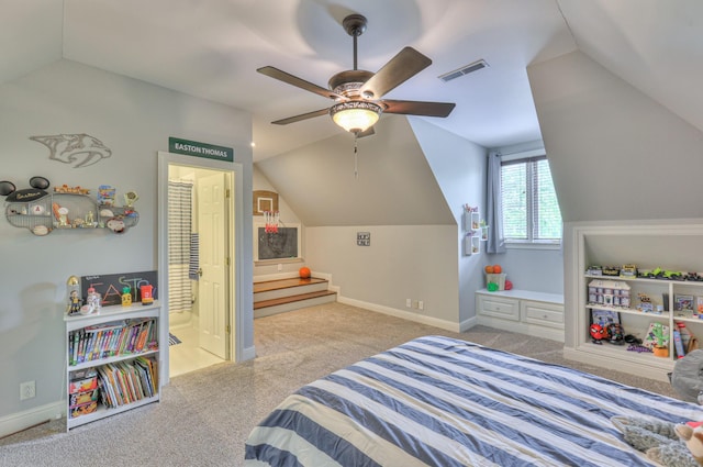 107 Churchill Farms Dr, Murfreesboro, TN 37127 - bedroom featuring carpet flooring, baseboards, visible vents, and lofted ceiling