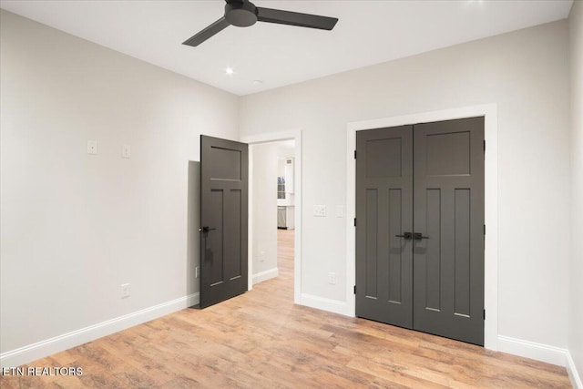 1983 Kaylee Dr, Jefferson City, TN 37760 - unfurnished bedroom featuring recessed lighting, baseboards, a ceiling fan, light wood-type flooring, and a closet