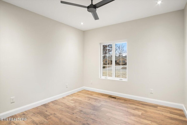 1983 Kaylee Dr, Jefferson City, TN 37760 - unfurnished room with ceiling fan, light wood-style floors, recessed lighting, baseboards, and visible vents