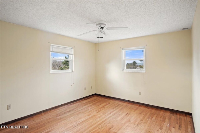 716 Lakewood Dr, Jefferson City, TN 37760 - empty room with baseboards, ceiling fan, a textured ceiling, and light wood-style flooring