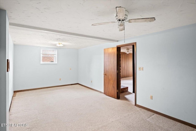716 Lakewood Dr, Jefferson City, TN 37760 - interior space with carpet floors, a textured ceiling, ceiling fan, and baseboards