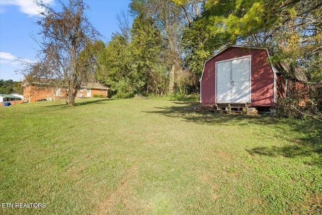 view of yard with an outbuilding and a storage unit