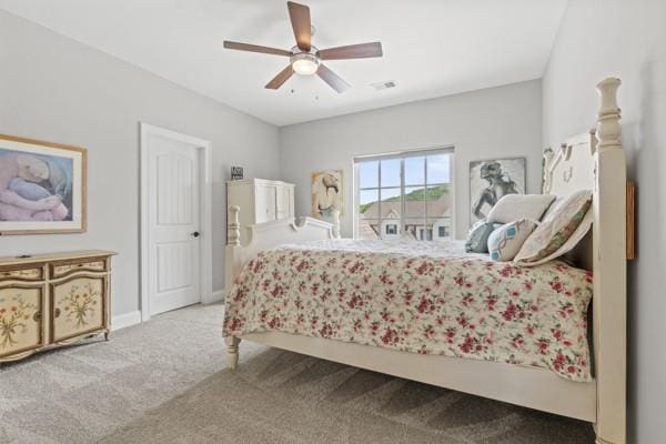 6209 Tall Timbers Rd, Franklin, TN 37067 - bedroom featuring baseboards, visible vents, ceiling fan, and carpet floors