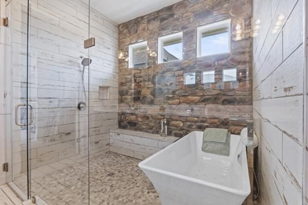 6209 Tall Timbers Rd, Franklin, TN 37067 - full bath with a freestanding bath, a stall shower, and a sink