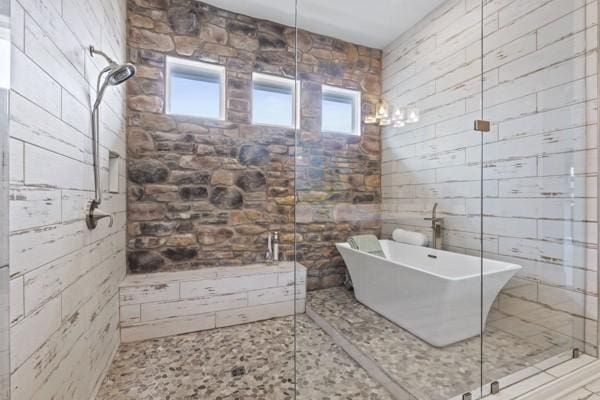 6209 Tall Timbers Rd, Franklin, TN 37067 - full bathroom with a stall shower, a soaking tub, and a wealth of natural light
