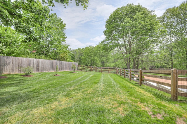 view of yard featuring a fenced backyard
