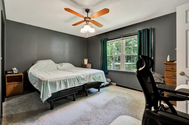 286 Pine Grove Rd, South Pittsburg, TN 37380 - bedroom with carpet flooring, a ceiling fan, and a textured ceiling