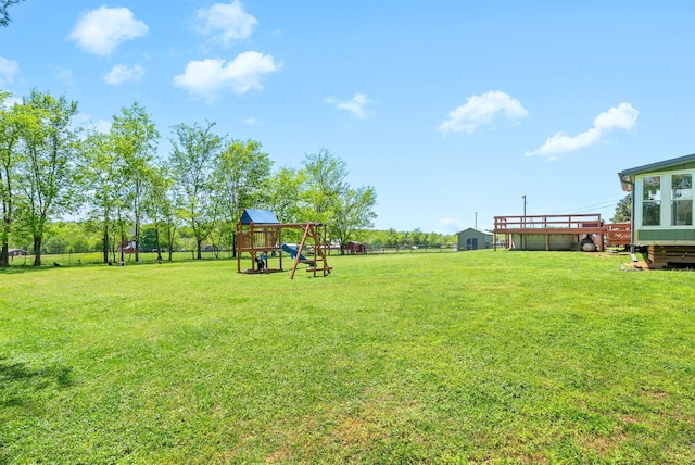 view of yard featuring a playground