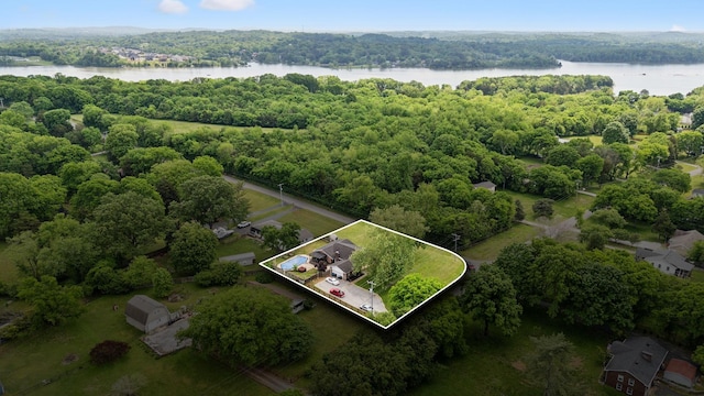 1031 Bayview Dr, Gallatin, TN 37066 - drone / aerial view with a water view and a wooded view