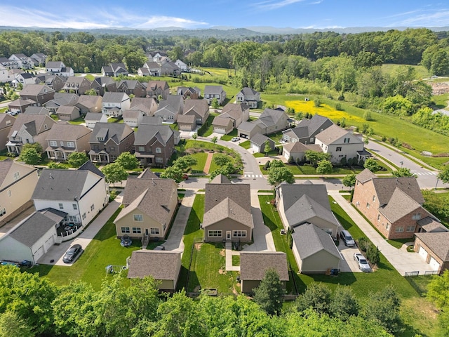 birds eye view of property with a residential view
