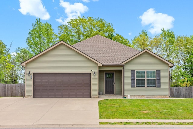 757 Tidwell Dr, Clarksville, TN 37042 - ranch-style house with fence, a front lawn, driveway, and a garage