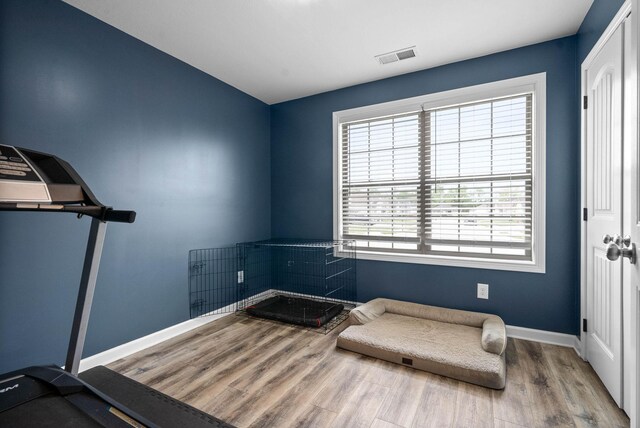 757 Tidwell Dr, Clarksville, TN 37042 - workout room featuring baseboards, wood finished floors, and visible vents
