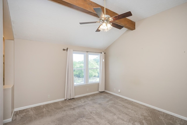 spare room featuring a ceiling fan, carpet floors, baseboards, and a textured ceiling