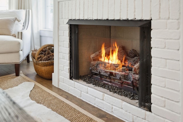 details featuring a fireplace