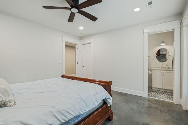 2004 Natchez Trce, Nashville, TN 37212 - bedroom featuring recessed lighting, baseboards, visible vents, and finished concrete flooring