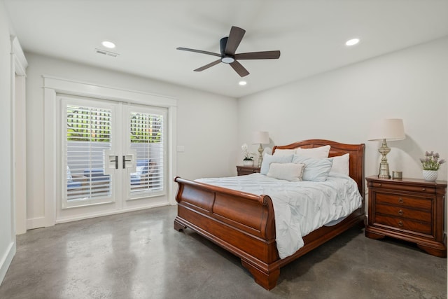 2004 Natchez Trce, Nashville, TN 37212 - bedroom featuring access to outside, ceiling fan, french doors, recessed lighting, and visible vents