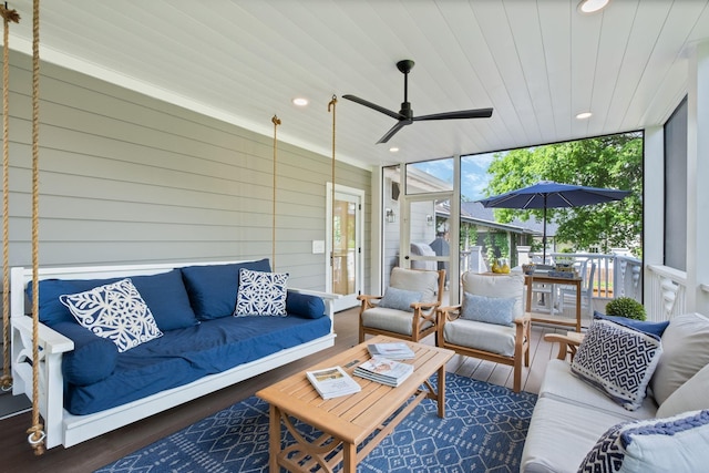 2004 Natchez Trce, Nashville, TN 37212 - sunroom / solarium with a ceiling fan and an outdoor hangout area
