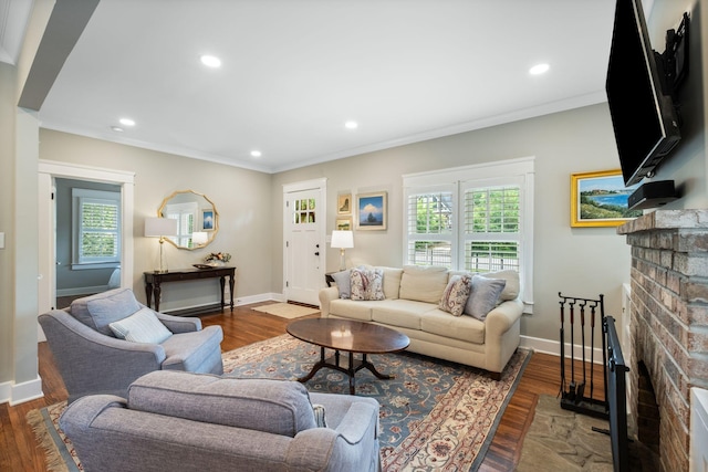 2004 Natchez Trce, Nashville, TN 37212 - living room featuring ornamental molding, wood finished floors, and a wealth of natural light