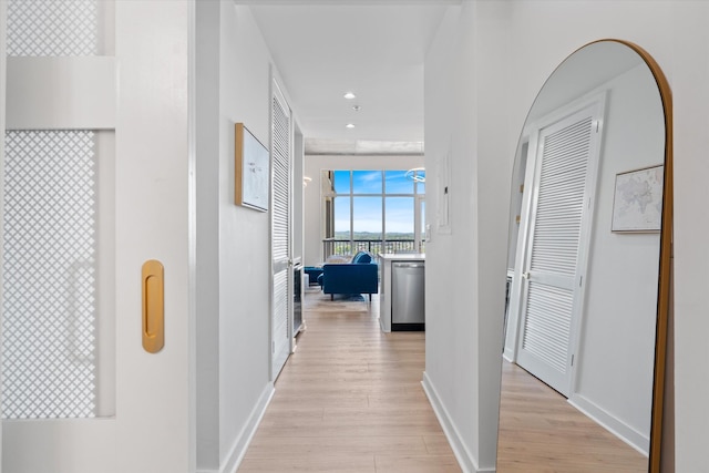 1510 Demonbreun St Unit 807, Nashville, TN 37203 - corridor with recessed lighting, baseboards, and light wood finished floors