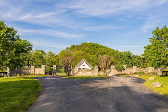 view of front of property with fence, a gate, and a front yard