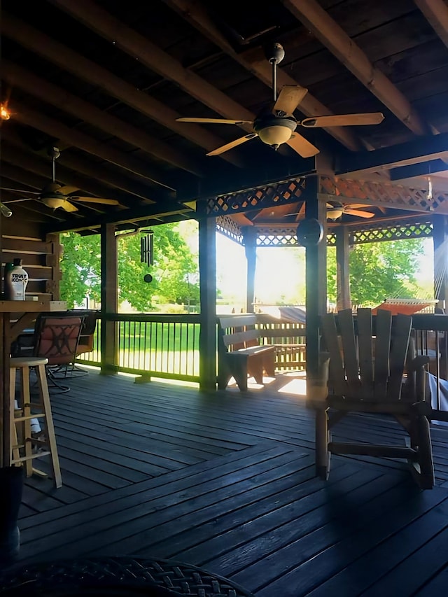 deck featuring a ceiling fan