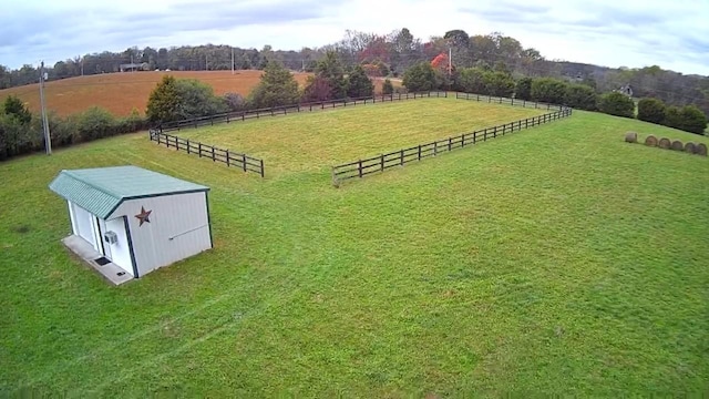 aerial view featuring a rural view