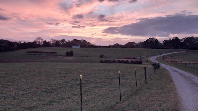 view of street featuring a rural view