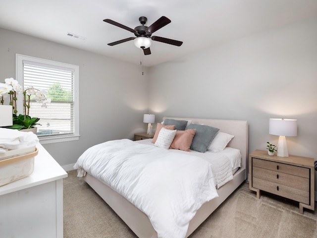 2025 Hornsby Dr, Franklin, TN 37064 - bedroom with light colored carpet, ceiling fan, visible vents, and baseboards