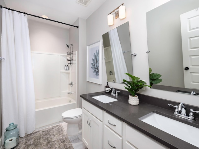 2025 Hornsby Dr, Franklin, TN 37064 - full bath featuring a sink, shower / bath combo, toilet, and double vanity
