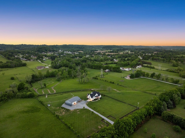 drone / aerial view featuring a rural view