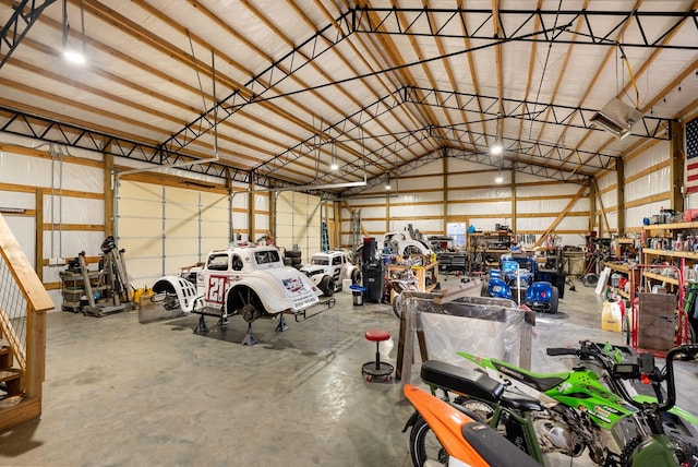 garage with metal wall