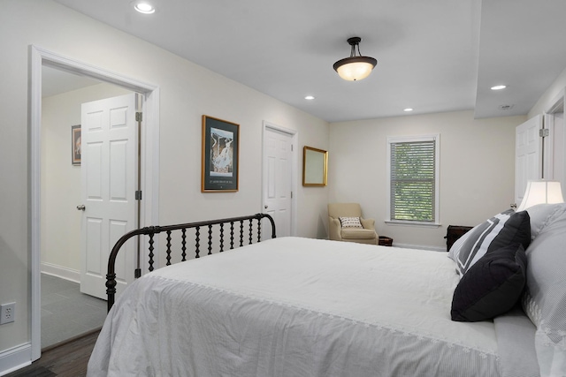 7237 River Run Dr, Chattanooga, TN 37416 - bedroom with baseboards, recessed lighting, and dark wood finished floors