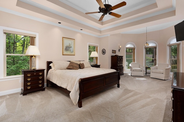7237 River Run Dr, Chattanooga, TN 37416 - bedroom featuring multiple windows, light carpet, and ornamental molding