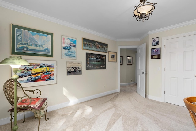 7237 River Run Dr, Chattanooga, TN 37416 - living area featuring crown molding, baseboards, and carpet
