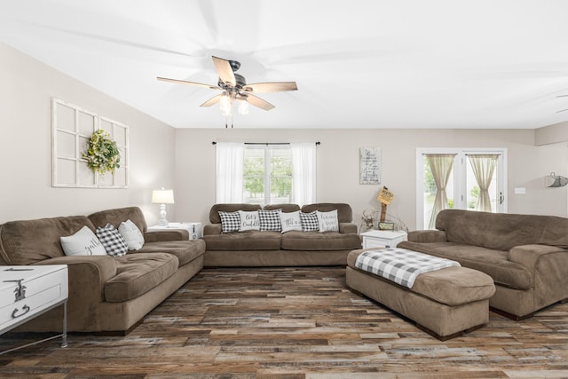 140 Keele Rd, Manchester, TN 37355 - living room with ceiling fan and wood finished floors