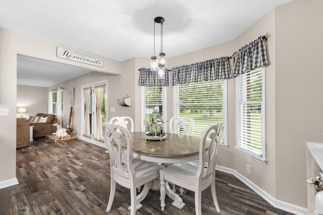 140 Keele Rd, Manchester, TN 37355 - dining area with dark wood-style flooring, plenty of natural light, and baseboards