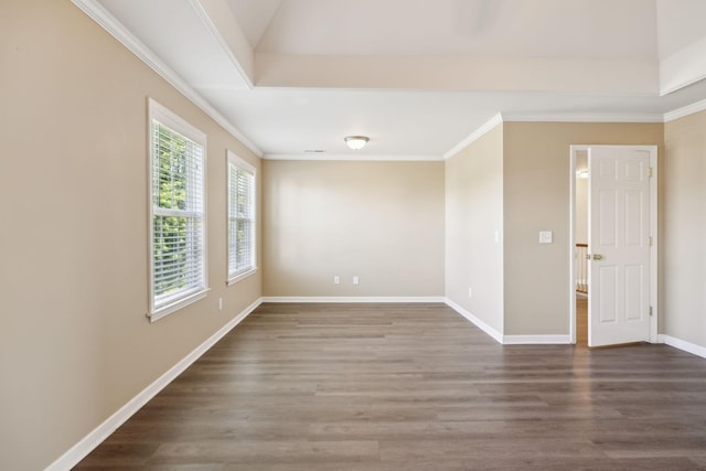 1030 Persimmon Dr, Spring Hill, TN 37174 - spare room with dark wood-style flooring, baseboards, and ornamental molding