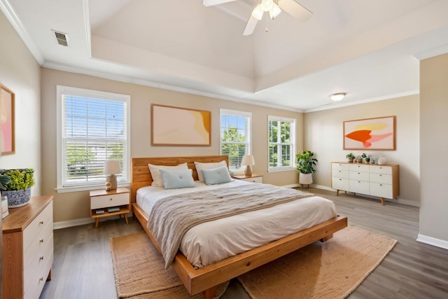 1030 Persimmon Dr, Spring Hill, TN 37174 - bedroom featuring light wood-style floors, ornamental molding, baseboards, and ceiling fan