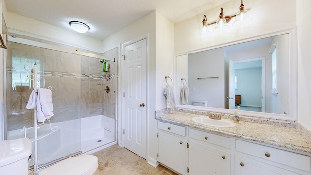 1213 Shackelford Dr, Mount Pleasant, TN 38474 - full bathroom featuring toilet, tile patterned floors, a shower stall, and vanity